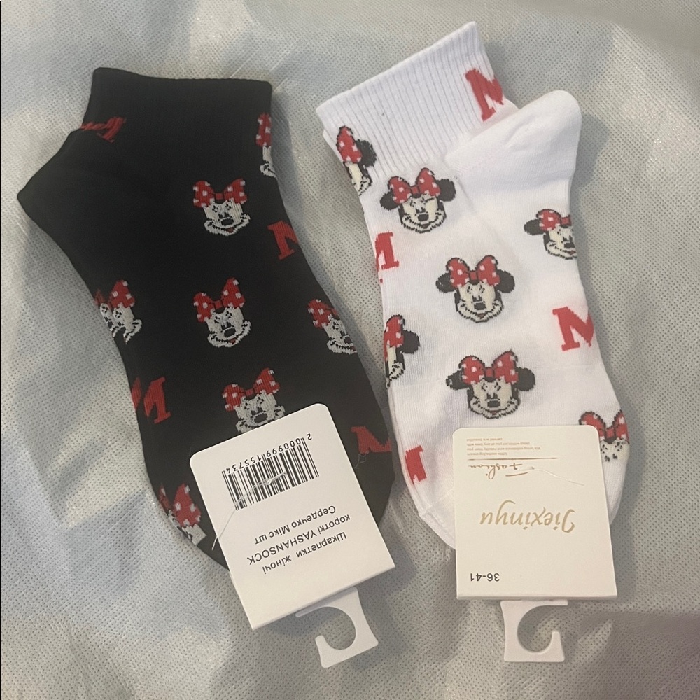 Minnie Mouse Black White Socks with Red Accents socks